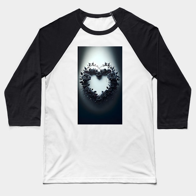 Gothic Valentine's Day Heart-Shaped Wreath Baseball T-Shirt by OddHouse